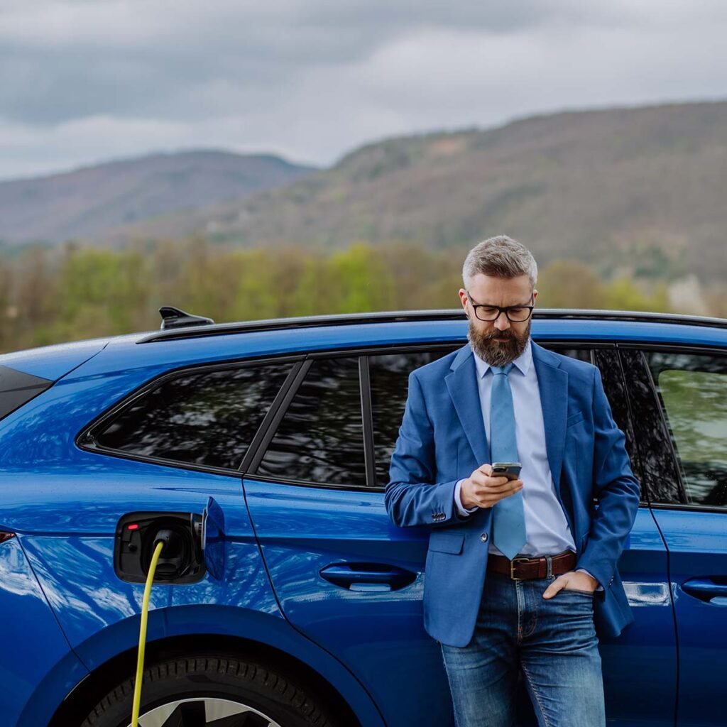 Mature businessman waiting for charging his electr B787ESU.jpg